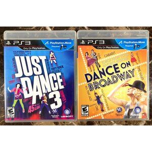 Sony PS3 PlayStation 3 Move Game Lot Just Dance 3 & Dance On Broadway 2011